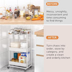 JIUYOTREE 3-Tier Plastic Rolling Storage Cart Utility Cart - Image 7