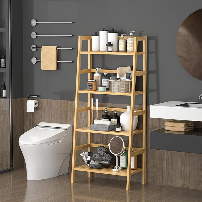 Homykic Bamboo Bookshelf 4-Tier Ladder Shelf, 49.2” Freestanding Open Bookcase - Image 6