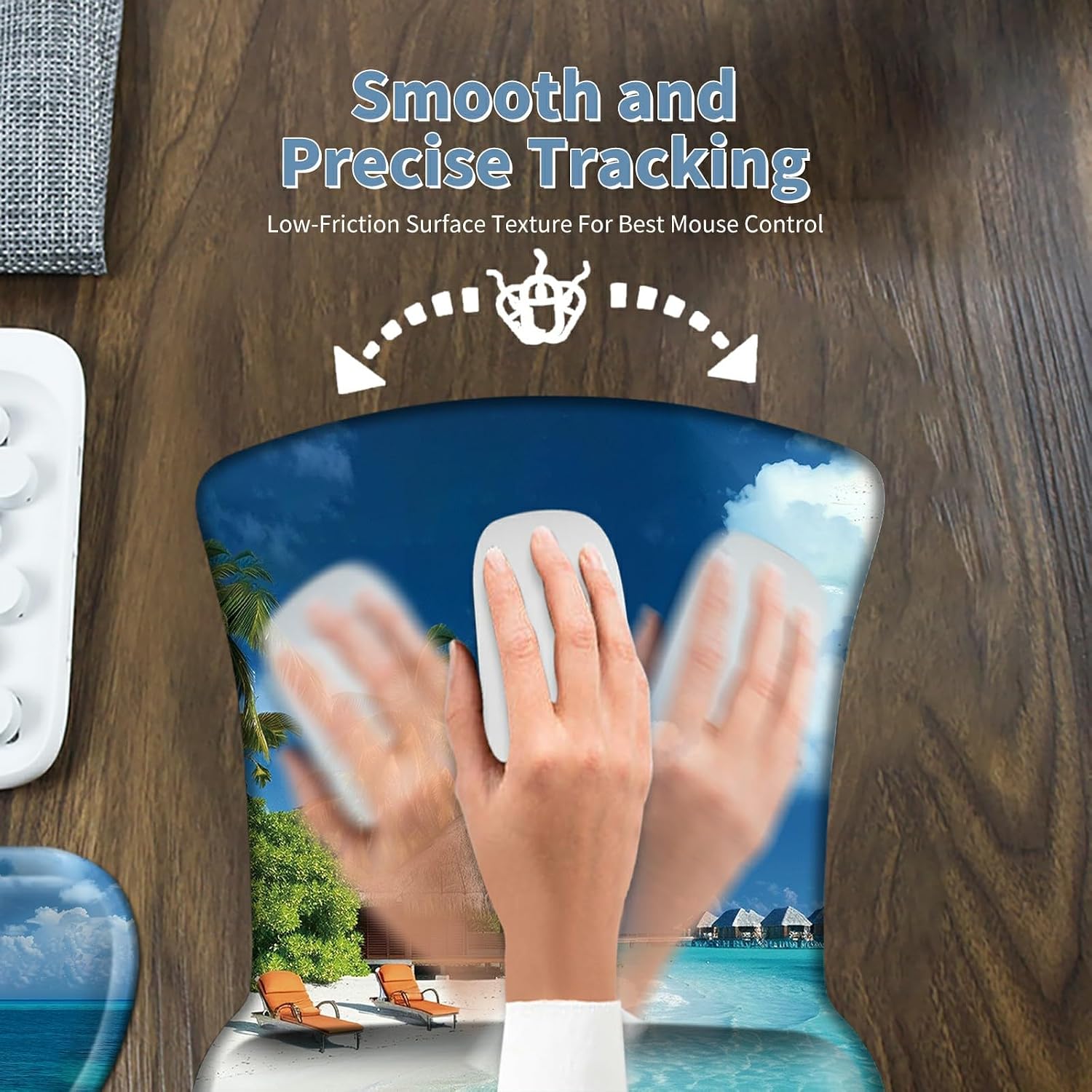 Keyboard Wrist Rest and Mouse Wrist Rest Pad Set, Made of Memory Foam with Non Slip Rubber Base Ergonomic Gel Wrist Rest for Computer Keyboard Gaming Office Working, with Beach Sand Coaster