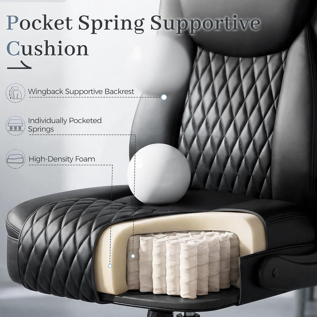 gtpoffice executive office chair with comfortable lumbar support showing dimensions
