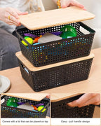 Anywish Storage Bins with Lids 10 Packs, Plastic Storage Bins with Bamboo Lids - Image 6