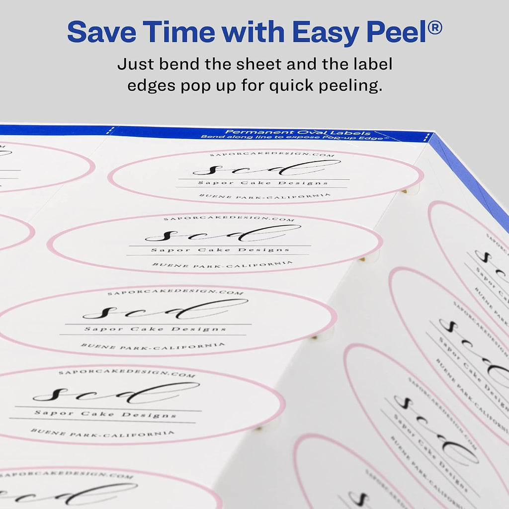 Avery Printable Oval Labels, 2" x 3-1/3", Glossy White, Laser & Inkjet Compatible, 80 Blank Labels Total, Great for Mailing, Branding, Packaging, and More (22820)