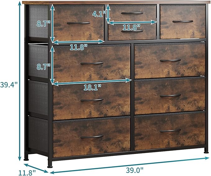 LUMTOK 10-Drawer Dresser, Fabric Storage Dressers - Image 3