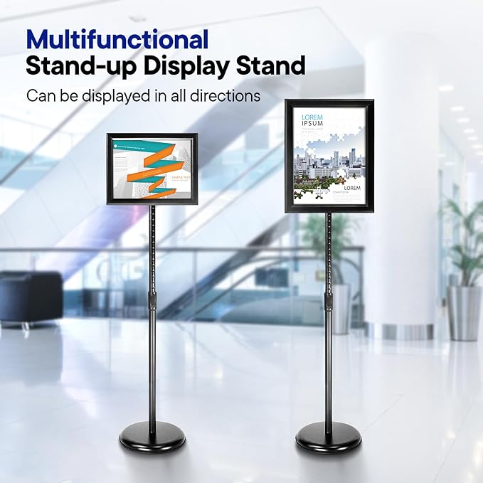 SENZHIYI Heavy Duty Poster Sign Stand Holder Adjustable Snap Open Aluminum - Image 3