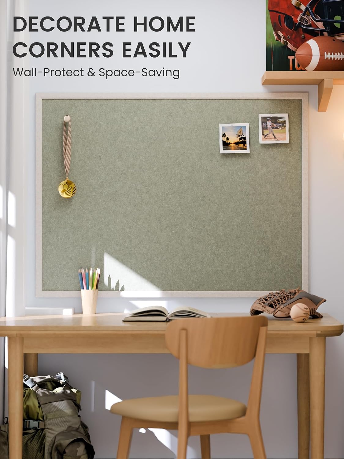 Fluxynara Framed Felt Bulletin Board, 47.2" x 35.4", Sage