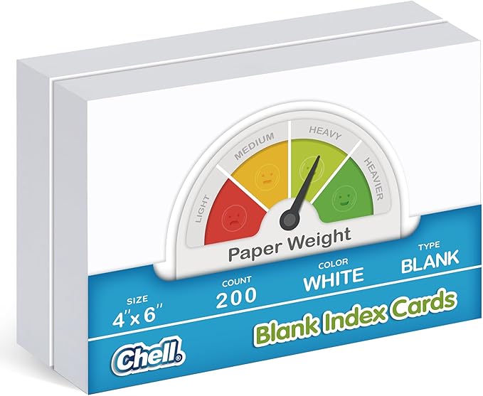 Chell 200 Count Blank Index Cards 4x6 Inch Heavyweight, No Bleed-Through by chell