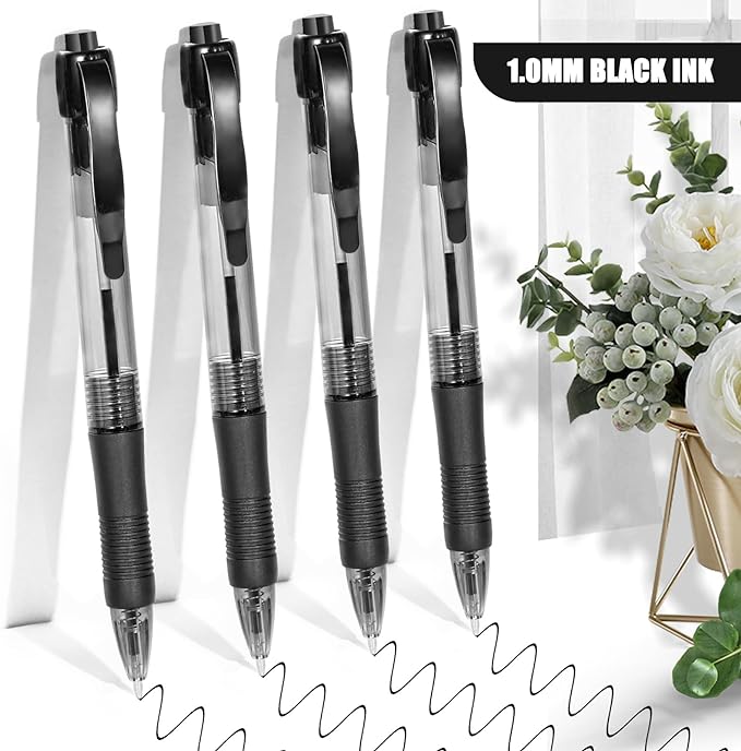 deegtran Pens Bulk, 50 Pack No Bleed Black Ink Click Pens - Image 3