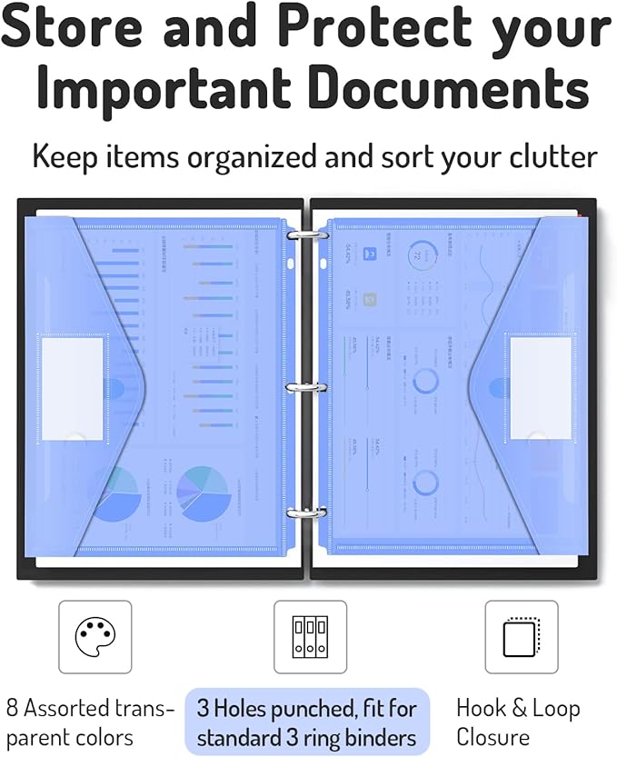 Forvencer Binder Pocket, 24 Pack Super Heavyweight Poly Binder Pocket - Image 2