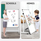 Rolling Whiteboard, Double Sided Magnetic Dry Erase Board Height Adjustable - Image 6