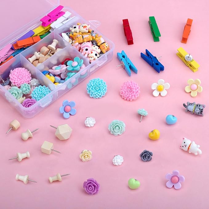 72PCS Push Pins Cute Cat Thumb Tacks Decorative Push Pins Wood Pin Board Tacks - Image 6