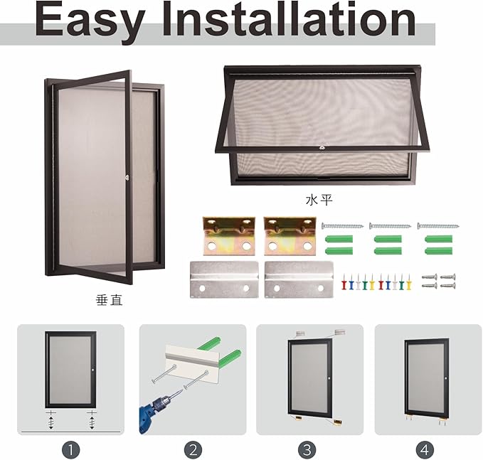 36×24 Inch Lockable Enclosed Bulletin Board, Weather-Resistant Outdoor - Image 4