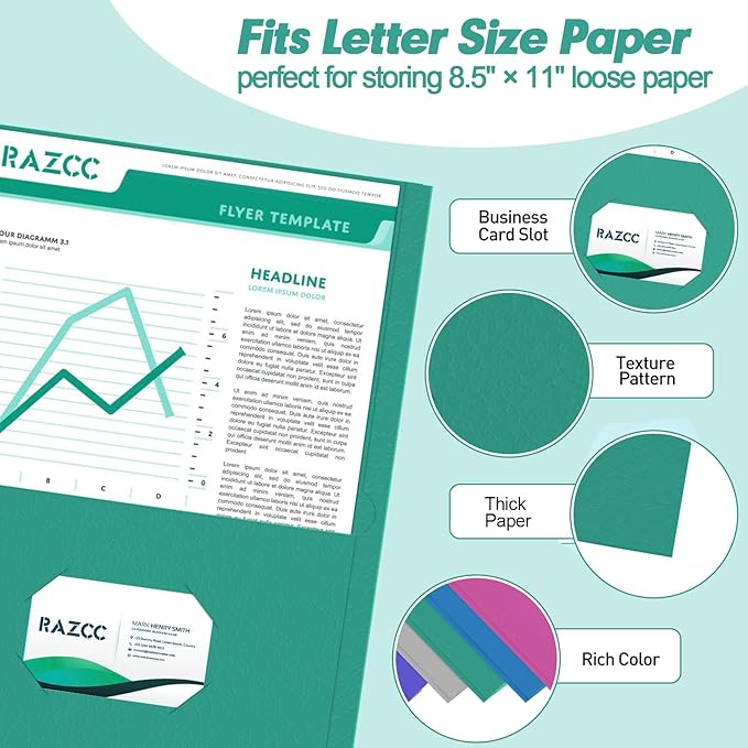 Two Pocket Folders, RAZCC 125 Pack 2 Pocket Folders Fit Letter Size Paper - Image 3