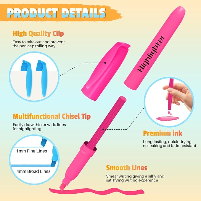 Aigybobo 192 Pack Highlighters in 6 Assorted Colors, Chisel Tip Dry-Quickly - Image 3