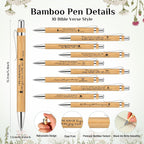 10 Set Christian Religious Gifts Bulk Include Bible Verse Pens and Inspirational Bookmarks Scripture Quote Bible Study Group Church Gifts for Christian Pastor (Bamboo)