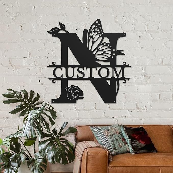 Personalized Custom Letter Name metal Signs, Custom Black Letter Monogram Wall - Image 3