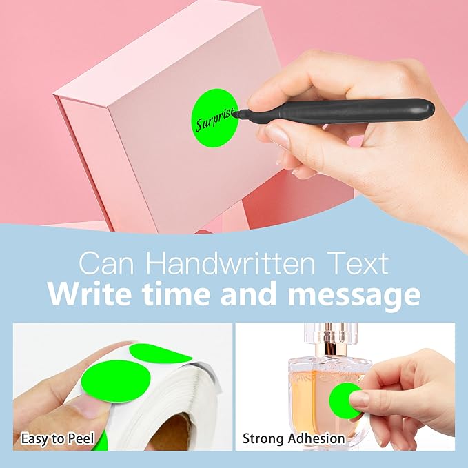 1 Inch Round Color Coding Labels, 1000 Dots Per Roll Fluorescent Green Color - Image 4