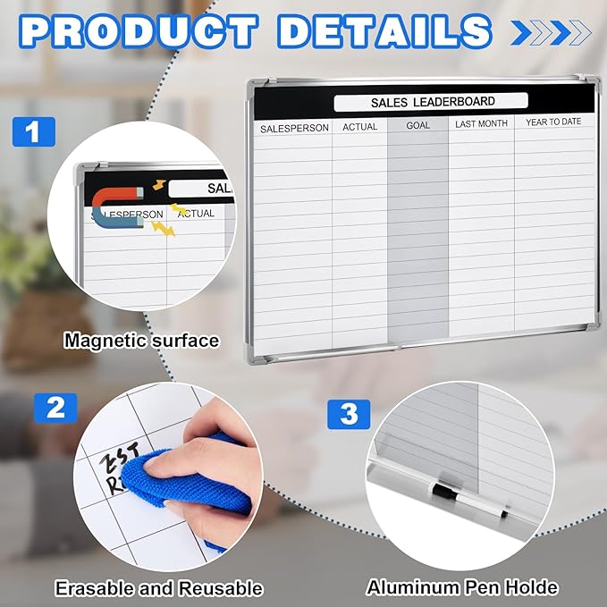 Lincia Sales Leaderboard Dry Erase Whiteboard Magnetic Dry Erase Board - Image 3