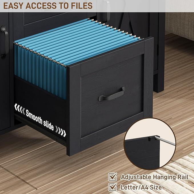 Vabches File Cabinet with 3 Drawers, Farmhouse Lateral File Cabinet Fits Files - Image 6