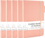 feela 5 Pack Notebooks Journals Bulk, Hardcover Classic Ruled Lined Journals by feela