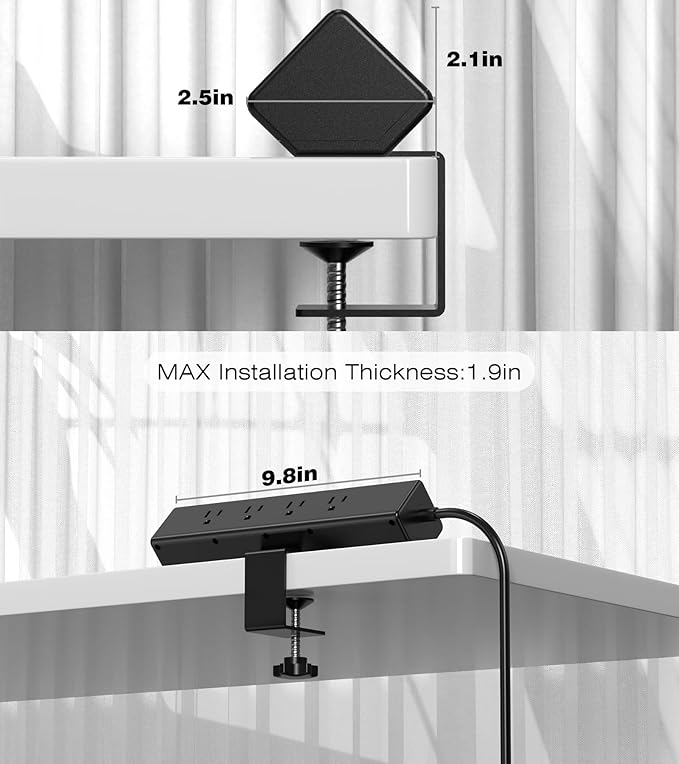 Desk Clamp Power Strip, 40W Total Fast Charging Station, Desk Edge Mount Power - Image 8