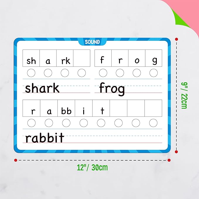 8 Packs Phonemic Awareness Dry Erase Board, Double Sided Dry Erase Board - Image 3