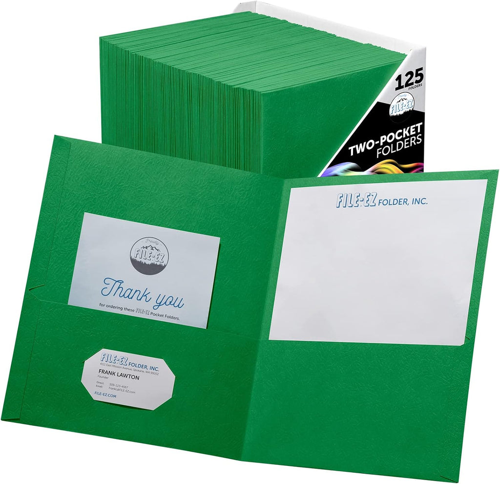 FILE-EZ Two-Pocket Folders, Textured Paper, Letter Size