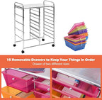 DORTALA 15-Drawer Rolling Storage Cart - Image 5