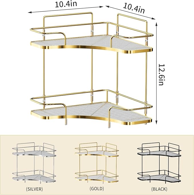 Seoneiro 2 Tier Corner Bathroom Counter Organizer, Cosmetic Skincare Organizer - Image 2