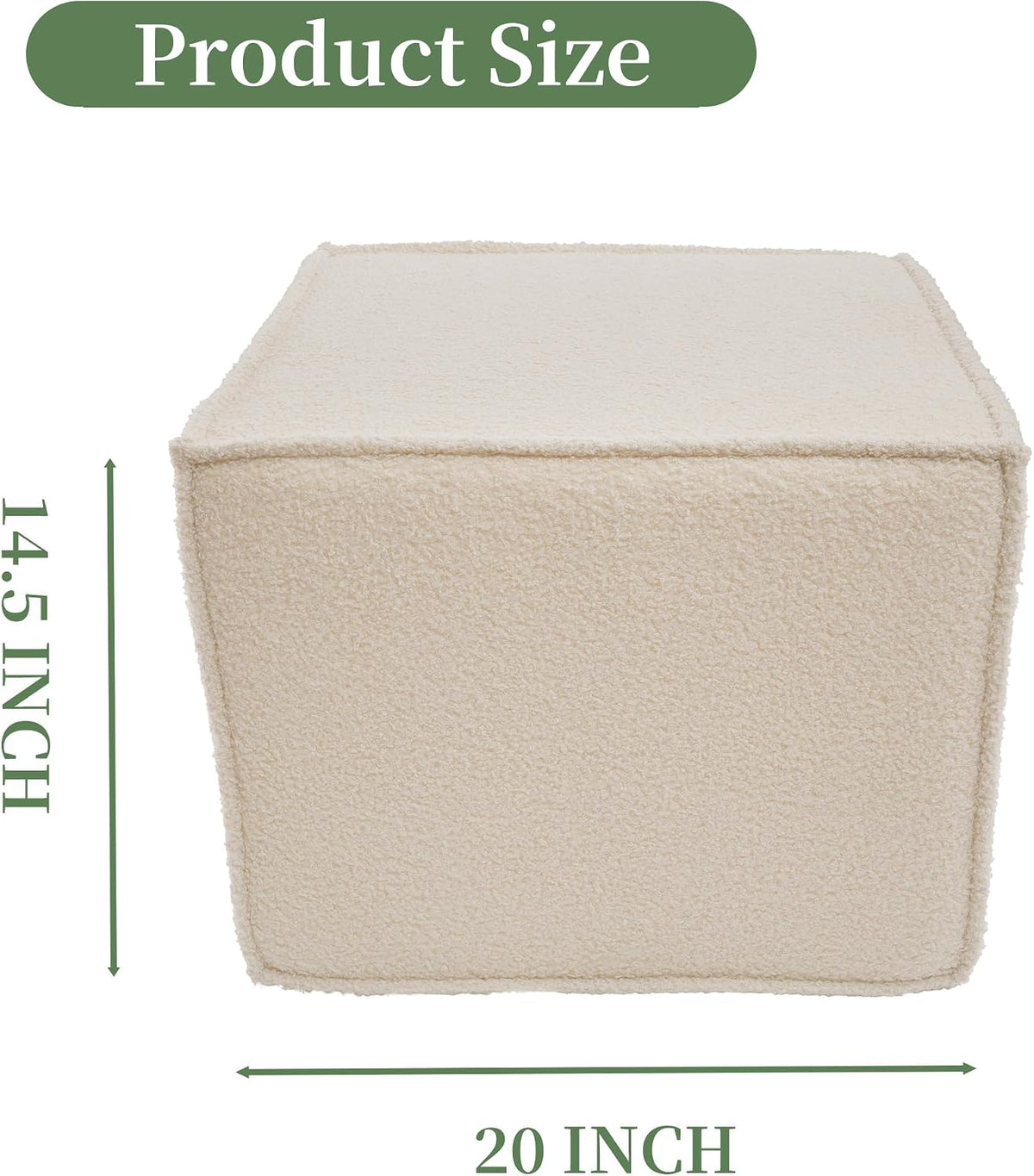 Square Ottoman Foot Rest,Small Pouf for Couch - Boucle Upholstered Foot Stool...