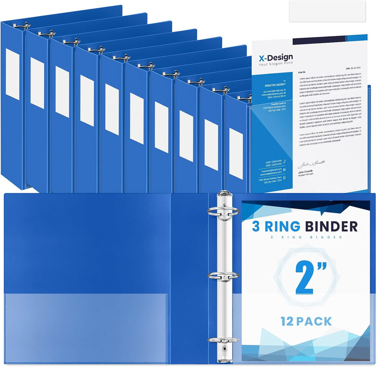 Henoyso 12 Pcs 3 Ring 2 Inch Binders Fits 8.5 x 11 Inch Letter Size Paper