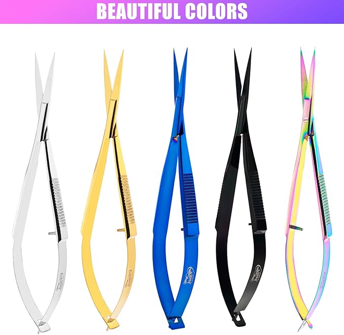 Cross Edge Spring Scissors 5 Inch straight Stainless-Steel Precision Eyebrow & - Image 9