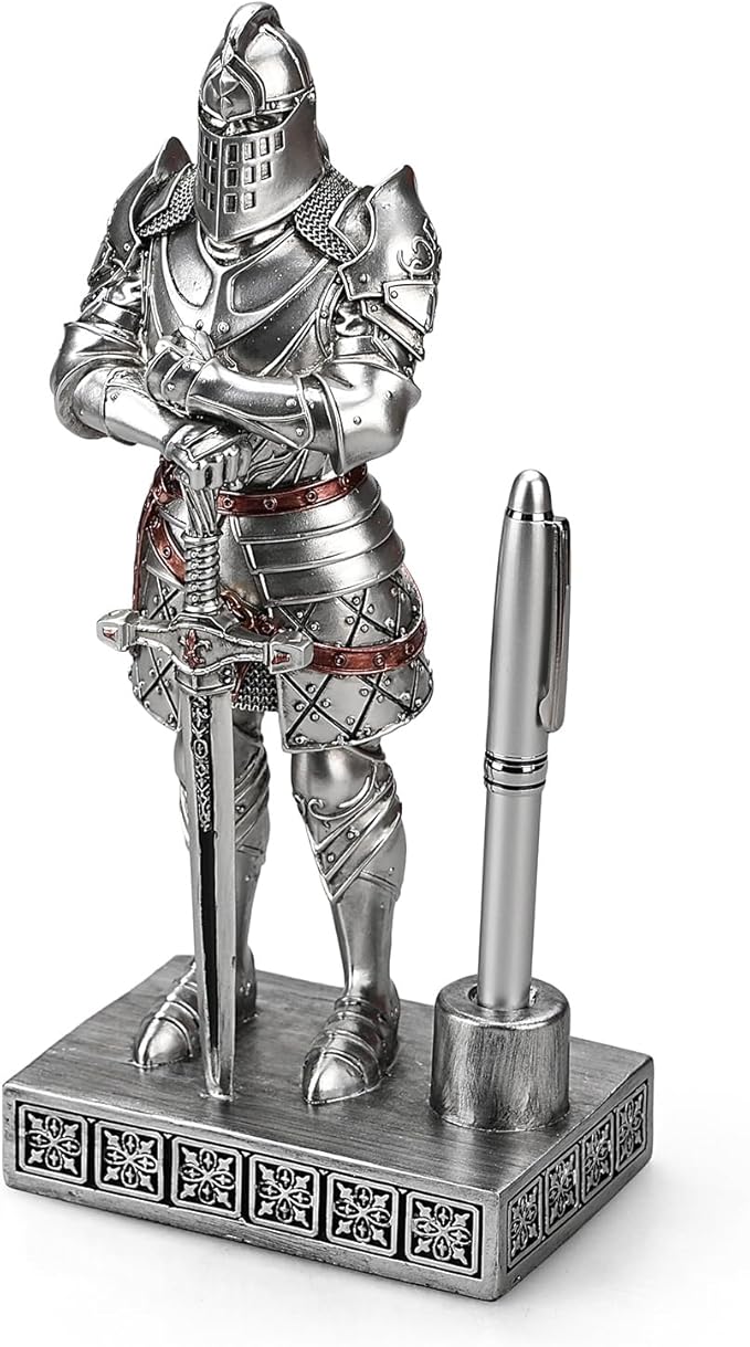 Amoysanli Knight Pen Stand Decoration Resin Pen Holder Art Craft Paperweight - Image 3
