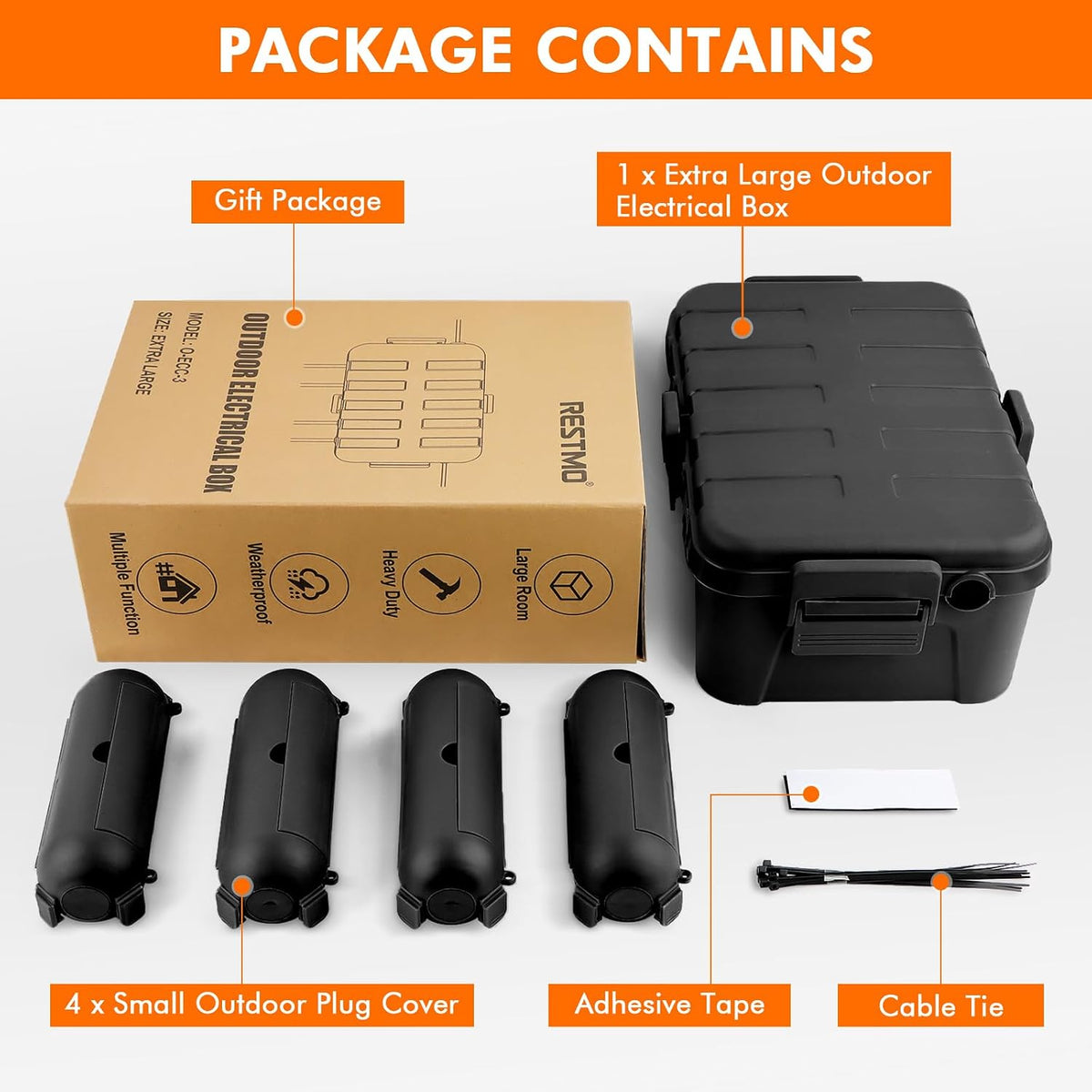 [5 Piece] RESTMO Outdoor Electrical Box Set（1 x Extra Large + 4 x Small）