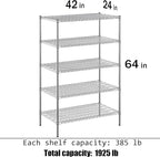 Regal Altair 24" Deep x 42" Wide x 64" Height Wire Shelving Kit | 5-Tier | NSF - Image 3