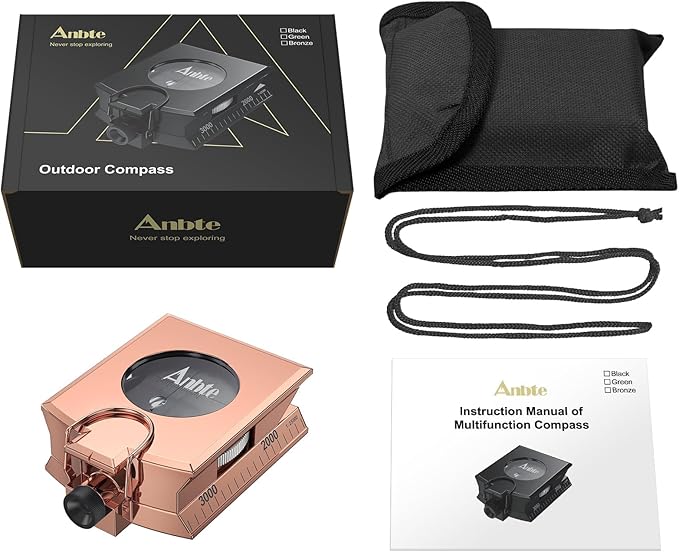 Anbte Compass Hiking Survival, IP65 Waterproof Metal Compass - Image 7