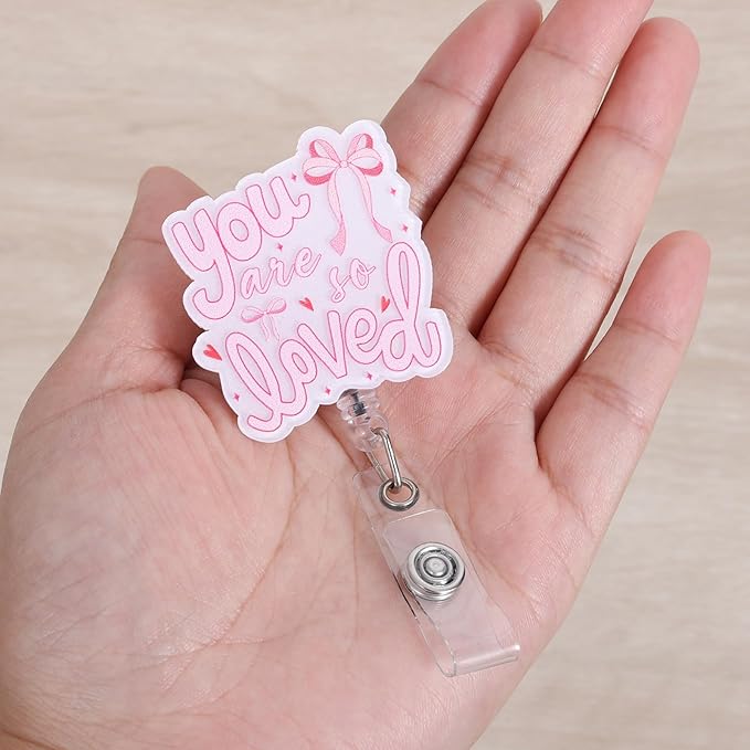 You are So Loved Cute Bow Nurse Badge Reel, Retractable ID Card Badge Holders - Image 3