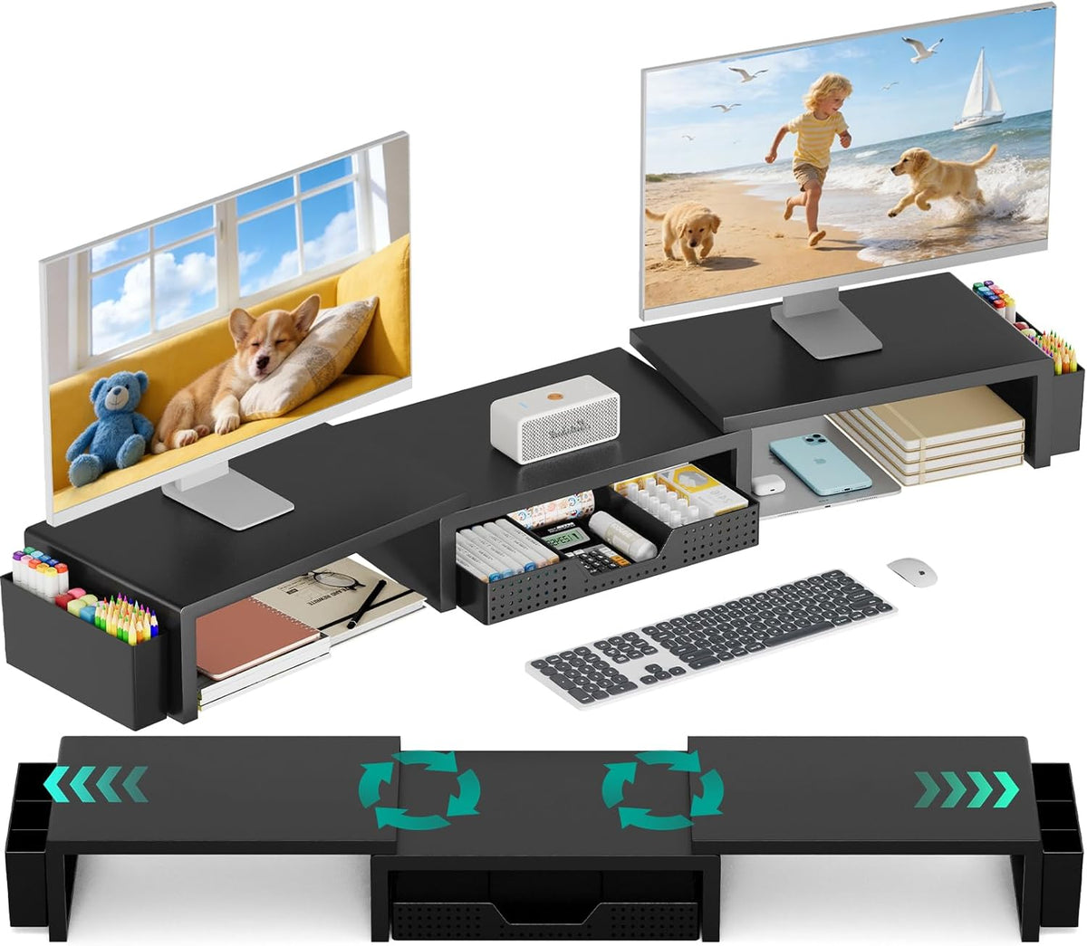 OPNICE Desk Organizer and Accessories, Computer Monitor Stand Riser with Draw...