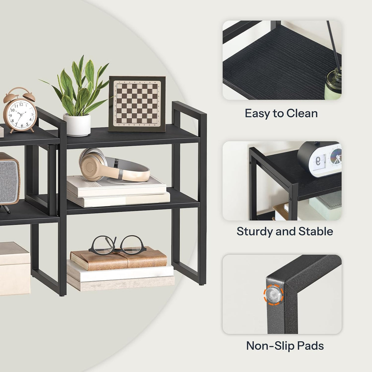 HOOBRO Desk Shelf Organizer,Adjustable Desk top Organizer Shelf, 2-Tier Shelf...
