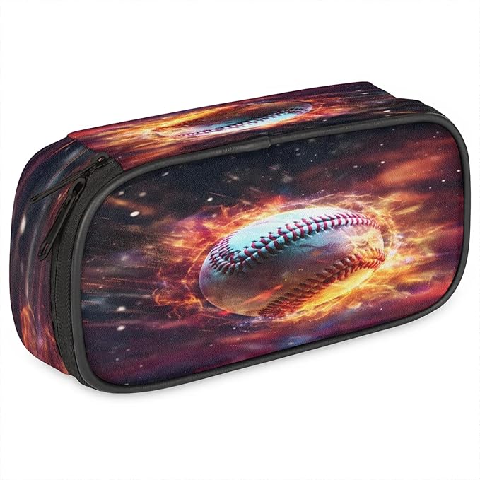 Pardick Pencil Case，Baseball Fire Big Capacity Pencil Pouch Coin Pouch by Pardick