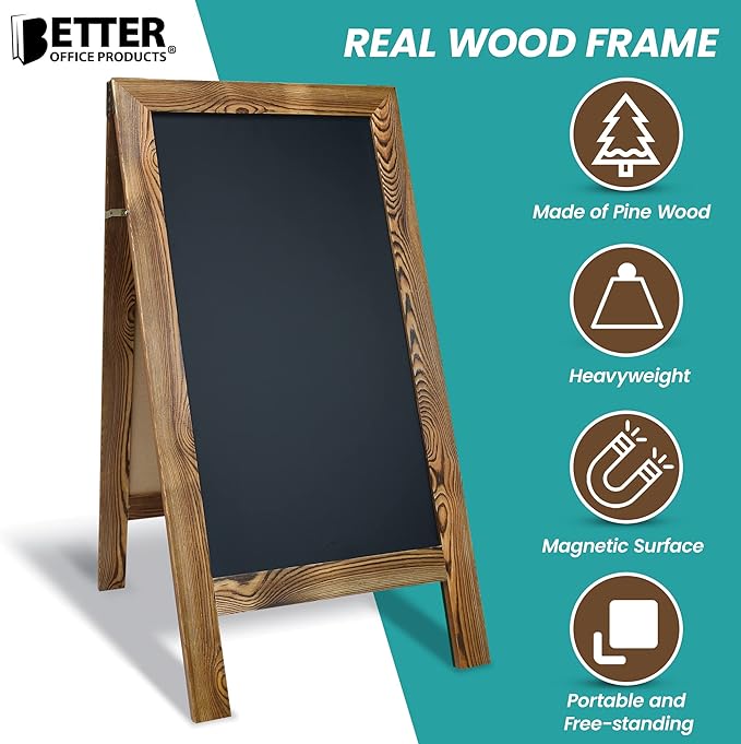Better Office Products Magnetic A-Frame Chalkboard Sign, Extra Large 20" x 40" - Image 5