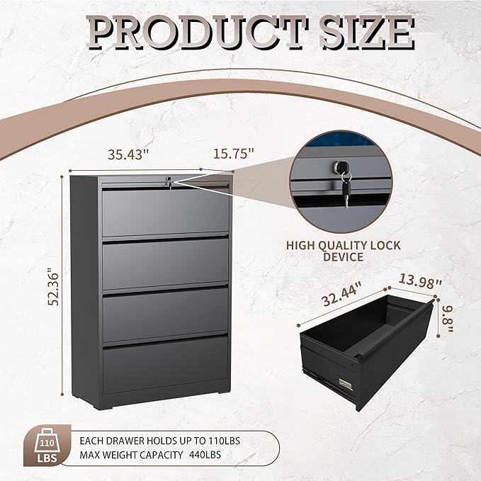 mysteeldepot 4 Drawer Lateral File Cabinet - Image 3