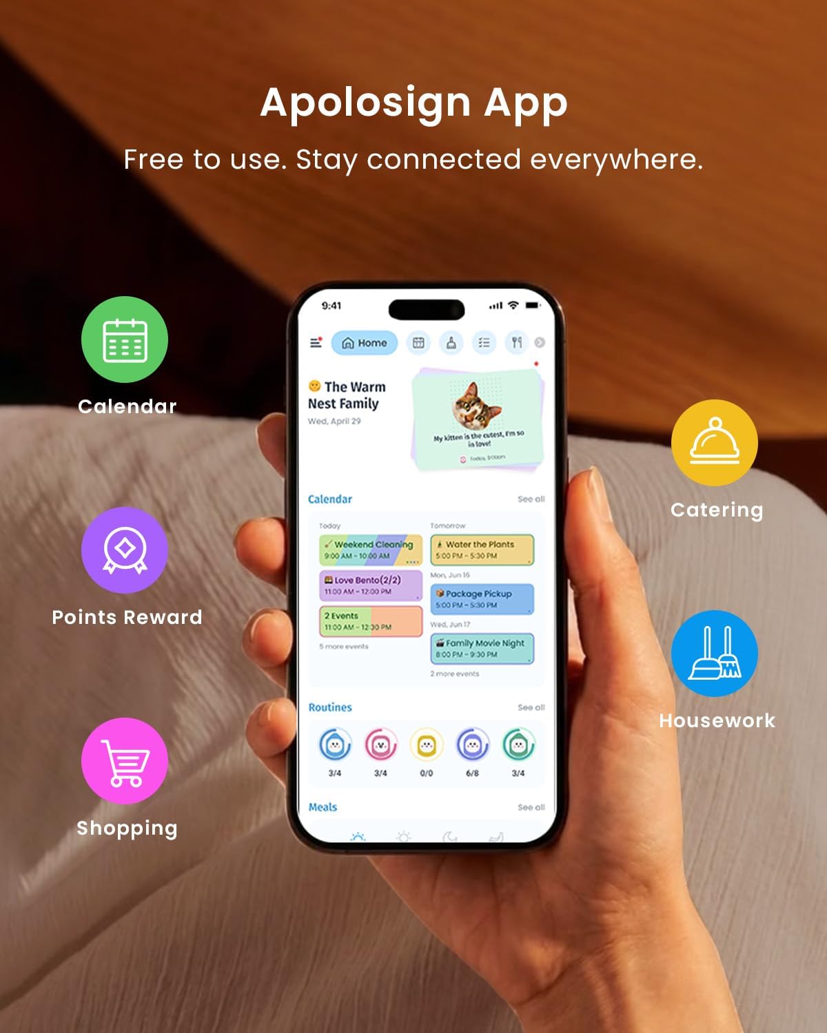 Apolosign 21.5-inch Digital Calendar, No-Subscription, Smart Wall Planner wit...