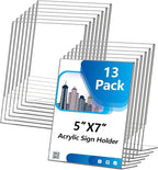 Acrylic Sign Holder 5x7 Inches, 13 Pack Clear Plastic Table Flyer Display Stand by Unknown