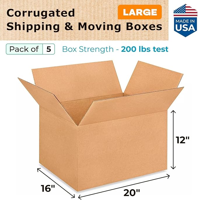 Large Shipping & Moving Boxes 20 x 16 x 12 inches - Image 2