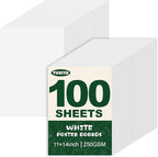 TUXIYA 100 Pack White Poster Board, 250GSM/92LB Heavy-Weight Blank Poster Board by Unknown