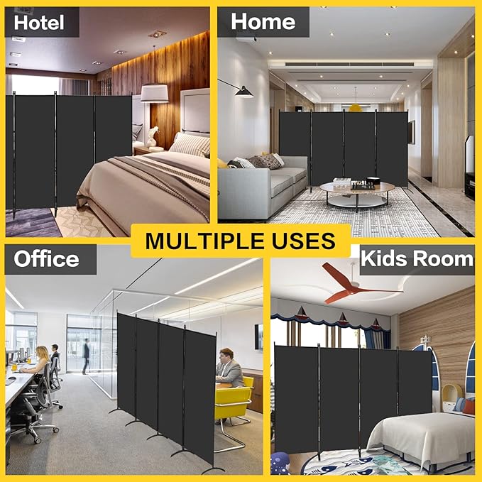 MAYOLIAH 4 Panel Privacy Screen Room Dividers 6FT Tall Portable Office Wall - Image 4