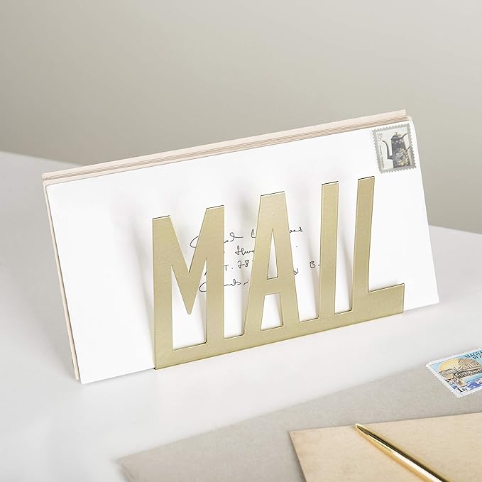 MyGift Mail Holder Organizer Countertop Modern Brass Metal - Image 3