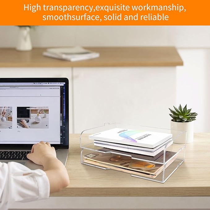 2 Pack- Stackable Paper Letter Tray, or Workspace - Image 4