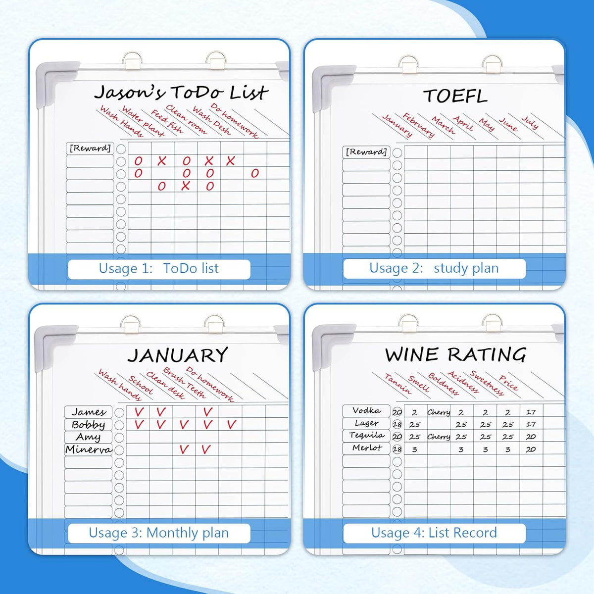 16" X 12" Magnetic Chore Chart Dry Erase Whiteboard, Vertical