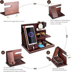 Gifts for Men Bedside Organiser Wood Phone Docking Station Dad Birthday Gifts - Image 3